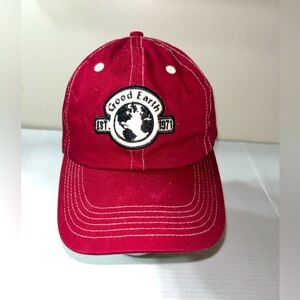 Good Earth Dad Cap Baseball Cap Maroon Black Embroidered Logo Strapback Baseball